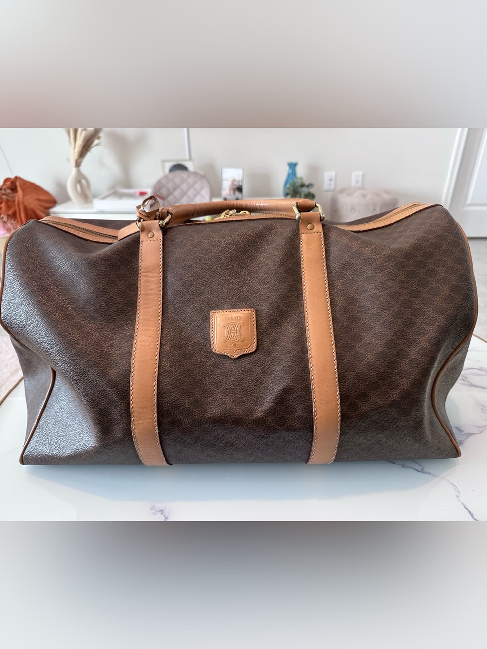Céline Boston duffle in the iconic Macadam Triomphe brown canvas